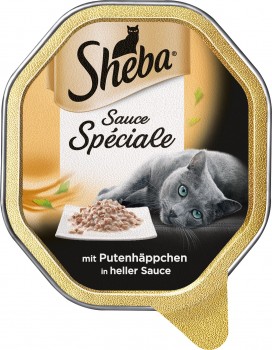 Sheba Schale Sauce Speciale mit Putenhäppchen in heller Sauce Nassfutter 22x85g