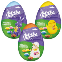 Milka Lustiges Oster-Ei 50g Schmunzelhase, Küken, Schaf
