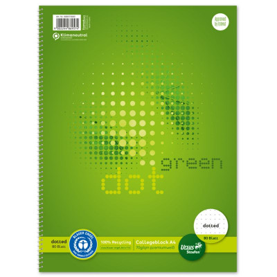 Ursus Green Collegeblock A4 80 Blatt 70g/qm dotted 4-Loch