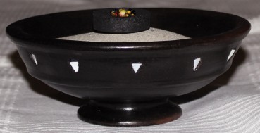 Räucherschale Ikat schwarz Keramik H 7 cm Ø 17,5 cm