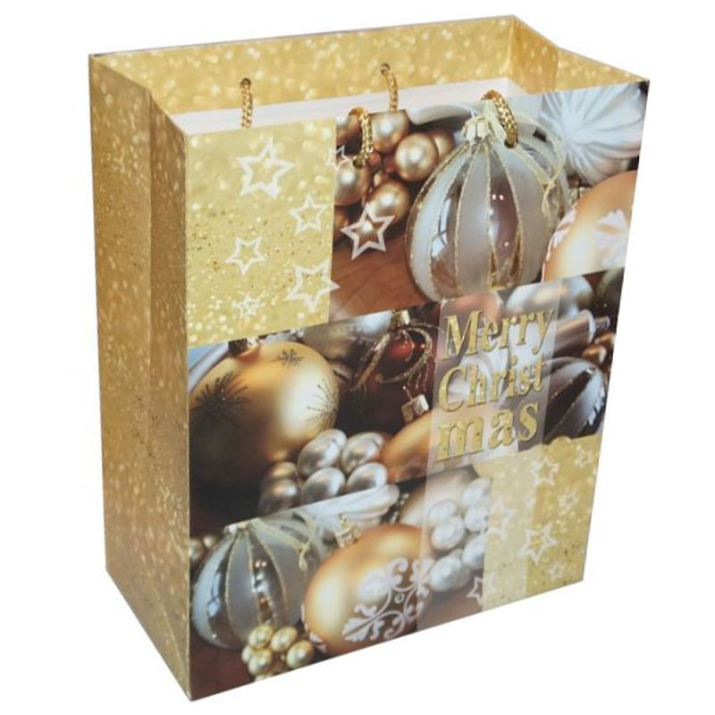 Geschenktasche Exclusiv L Weihnachtskugel gold 33cm x 26cm x 13cm